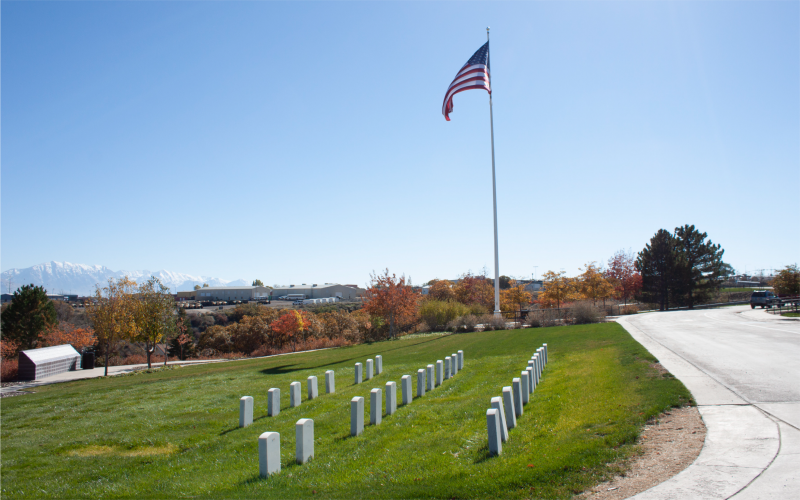 Cemetery photo with flag