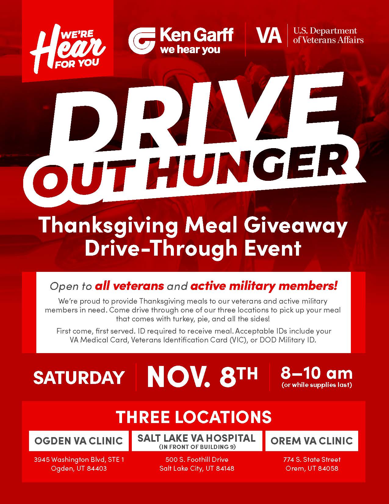 Drive Out Hunger – Thanksgiving Meal Giveaway Drive Through Event